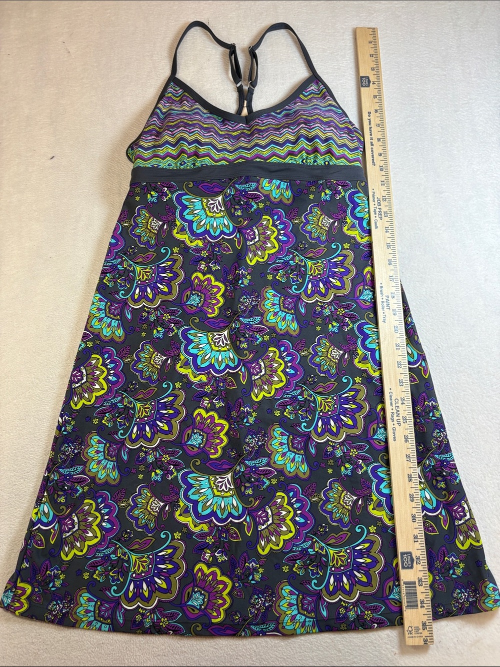 Athleta Purple Floral Racerback Dress with Teal & Lime Accents